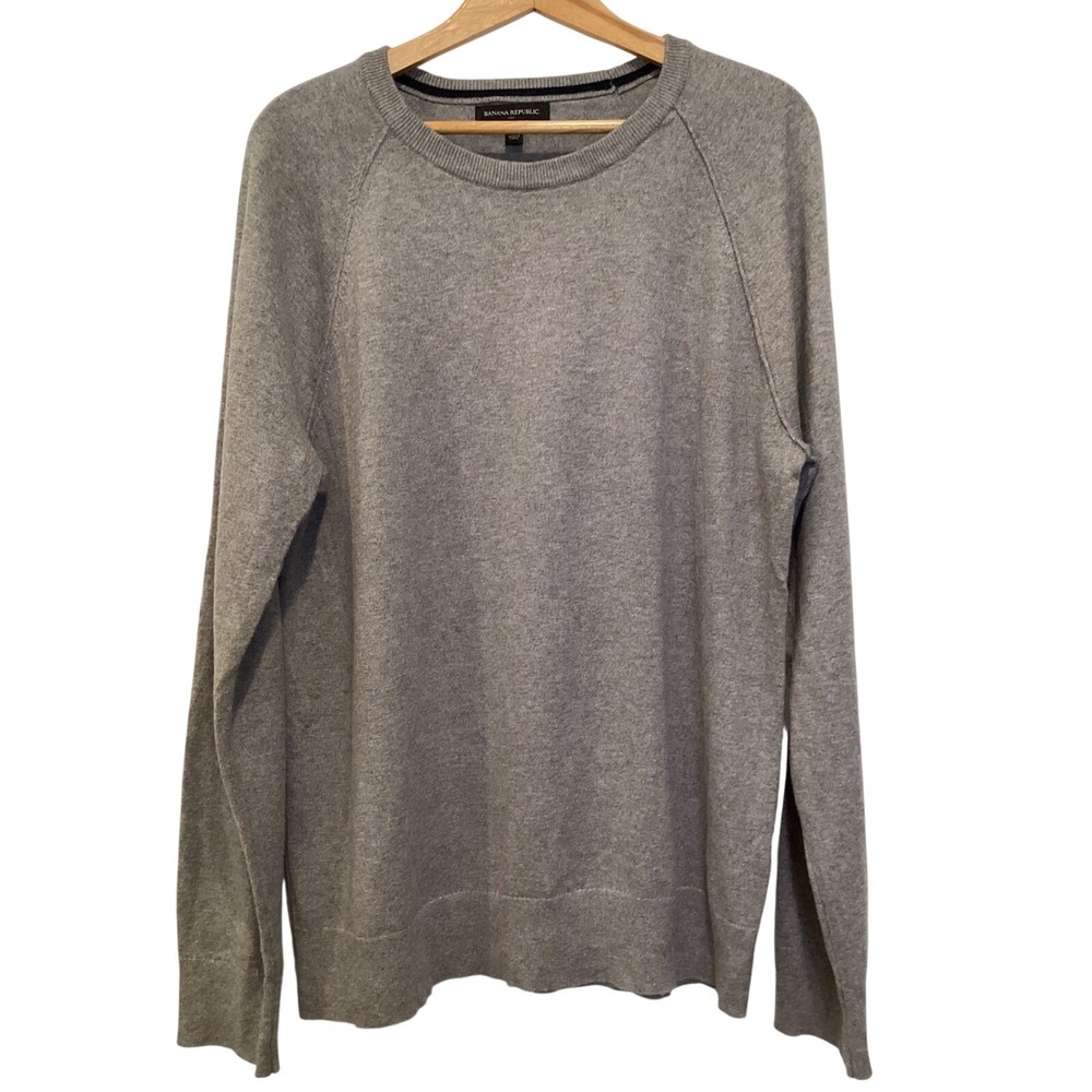 Banana‎ Republic Premium Crewneck Pullover Sweater Gray Cashmere Blend - Large